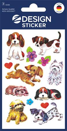 Matrica, papír, 3 ív, 76x120 mm, AVERY ZWECKFORM, "Z-Design No.4340", kiskutyusok